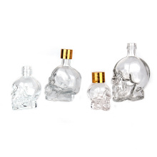 clear glass skull bottle aluminium plastic lids 15ml  30ml 50ml 100ml
